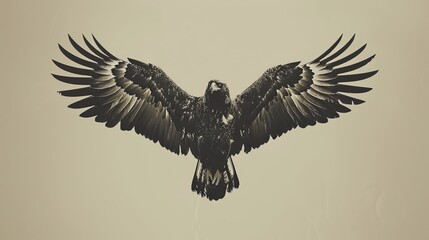 Obraz premium Intricate eagle tattoo capturing the essence of freedom and spiritual elevation, finely inked, on a clean background