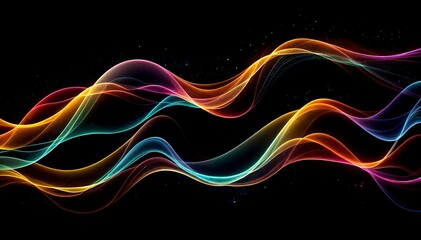 Obraz premium Colorful abstract waves of light in a dark background