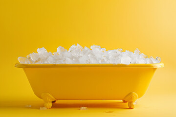 side view of a bath full of ice isolated against a bright background