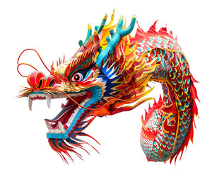 Chinese dragon head Isolated on Transparent Background. Traditional Chinese dragon dance concept