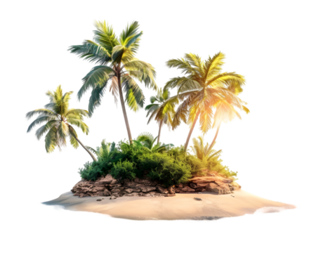 Palm tree on the beach Isolated on Transparent Background