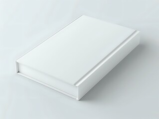 Clean White Glossy Blank Book Cover Mockup on White Background