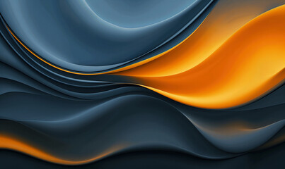 Blue and yellow background with abstract waves, a light blue and dark navy gradient, a dark skyblue and gray style in the style of gray