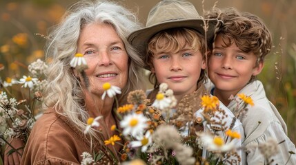  Peaceful Mother's Day Moments, Honest Families, Beautiful Young Mothers Embrace Her Cute Children with Deep Love, Share Laughter and Smile, Cherish Intimate Family Ties in Warm Leisure Time
