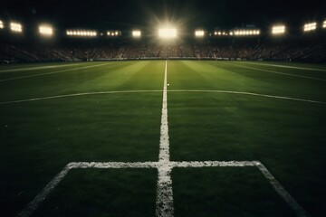 soccer field with a goal Game Day Excitement Football Stadium Lights 
