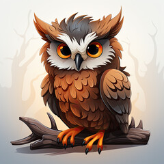 Obraz premium Watercolor Shadow owl, clipart Illustration, Generative Ai