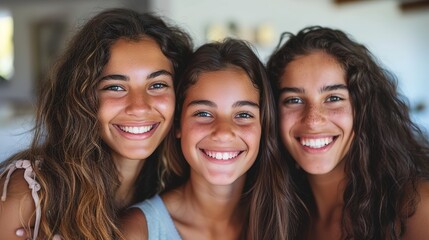  Peaceful Mother's Day Moments, Honest Families, Beautiful Young Mothers Embrace Her Cute Children with Deep Love, Share Laughter and Smile, Cherish Intimate Family Ties in Warm Leisure Time
