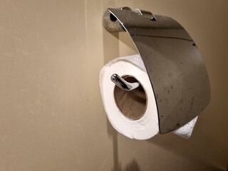 Close-up of toilet paper roll in bathroom
