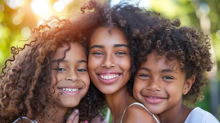  Peaceful Mother's Day Moments, Honest Families, Beautiful Young Mothers Embrace Her Cute Children with Deep Love, Share Laughter and Smile, Cherish Intimate Family Ties in Warm Leisure Time
