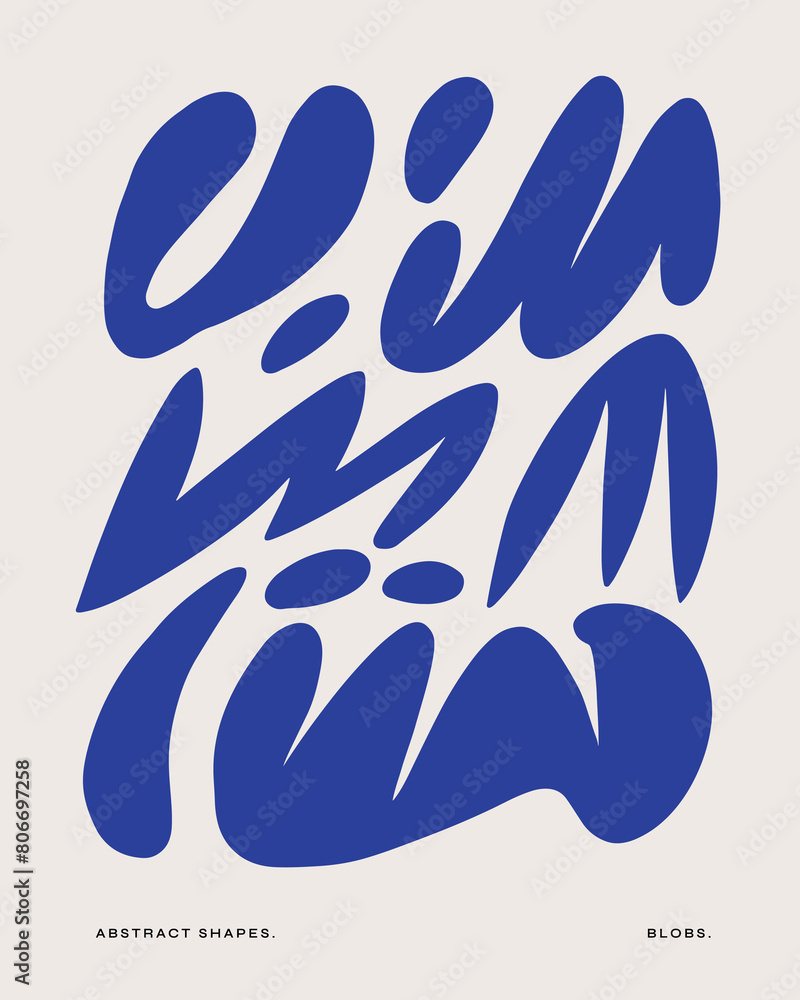 Aufkleber Set of abstract shapes. Collection of amorphous objects of various irregular shapes on a light isolated background. Graphic elements for your design.