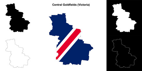 Fototapeta premium Central Goldfields (Victoria) outline map set