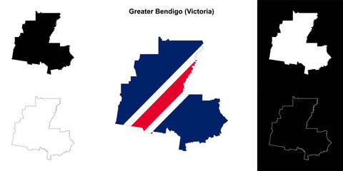 Fototapeta premium Greater Bendigo (Victoria) outline map set