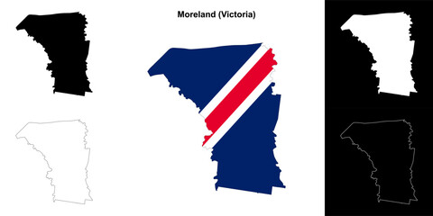 Fototapeta premium Moreland (Victoria) outline map set