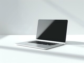 Clean White Plastic MacBook Mockup with Futuristic Shadows