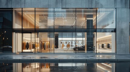 Luxury fashion store front in modern shopping mall