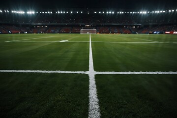 soccer field with a goal Game Day Excitement Football Stadium Lights 
