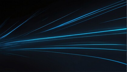 Fototapeta na wymiar blue speed line motion effect on plain black background from Generative AI