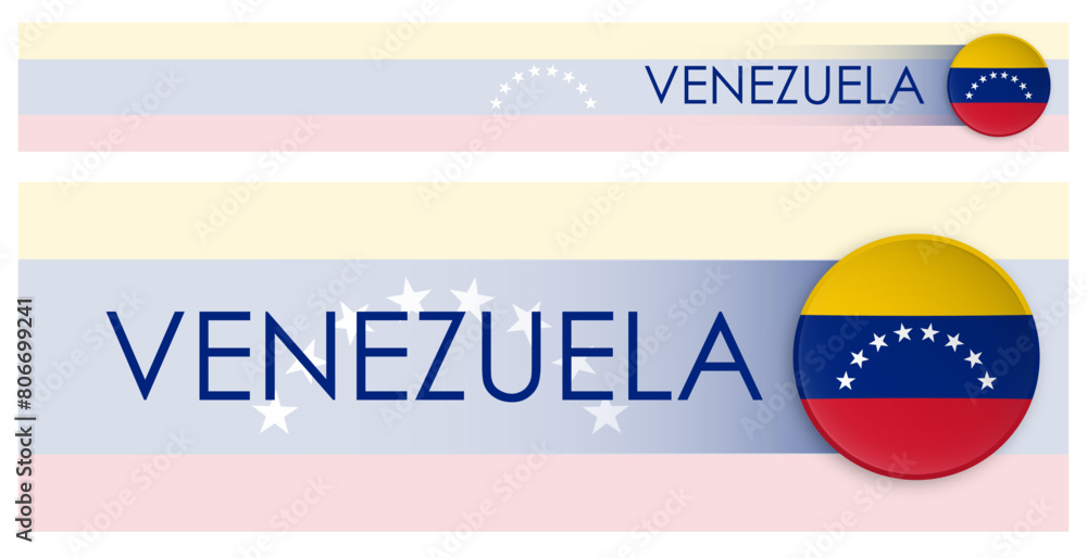 Wall mural venezuela flag horizontal web banner in modern neomorphism style. webpage venezuelan country header 