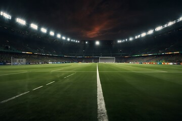 soccer field with a goal Game Day Excitement Football Stadium Lights 