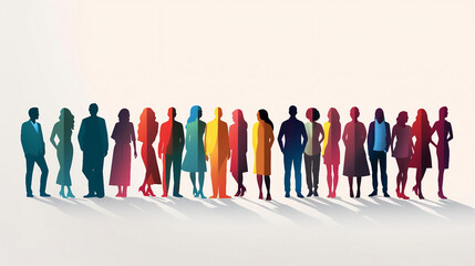 Diverse Community of Colleagues and Employees Silhouettes Vector Illustration, Teamwork Concept in Flat Design
