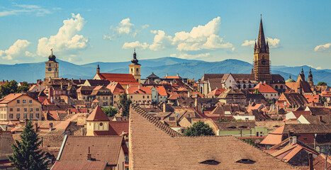 View of the town. Panoramic view of Sibiu