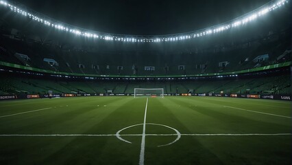 Obraz premium soccer field with a goal Game Day Excitement Football Stadium Lights 