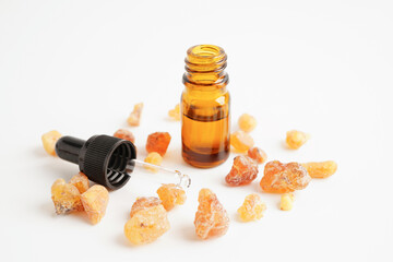 Frankincense or olibanum aromatic resin used in incense and perfumes.