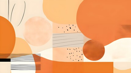 Abstract Composition of Shapes and Textures in light orange Tones. Contemporary Design
