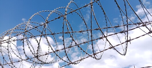 close-up barbed wire safe zone