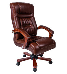 a brown leather office chair