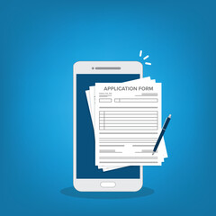 Online application form. Claim form, paperwork concepts.	