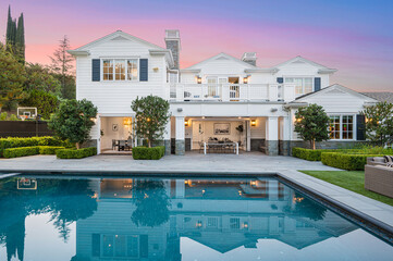 Pool in a new construction home in Encino, California