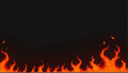 red fire flames effect on plain black background from Generative AI