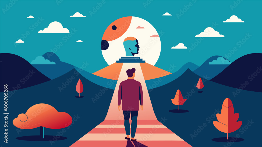 Poster a philosophers walk is a journey of the mind a path of introspection and enlightenment.. vector illu