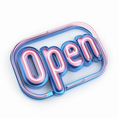 Open sign neon style isolated on background