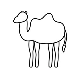 Black Outline Camel No Face in Cartoon Desert Animal Vector Illustration