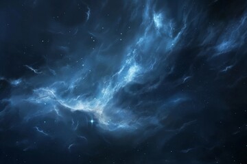 Fototapeta premium Ethereal and swirling cosmic nebula in deep space - abstract digital art of starry sky and universe for astronomy background and wallpaper