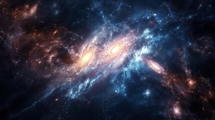 Mesmerizing ethereal galactic spiral marvel in the infinite cosmos of the milky way galaxy with swirling stars and nebulae