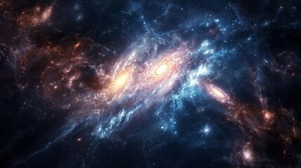 Fototapeta premium Mesmerizing ethereal galactic spiral marvel in the infinite cosmos of the milky way galaxy with swirling stars and nebulae