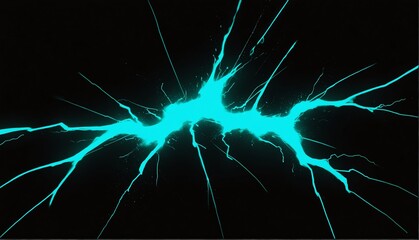 teal lightning impact effect on plain black background from Generative AI