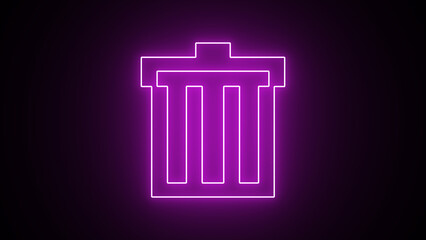 Purple neon flat graphic design for the delete or trash can icon. Icon of a recycle bin. Stylish flat design dustbin icon. garbage can, trash can, and trash bin icon