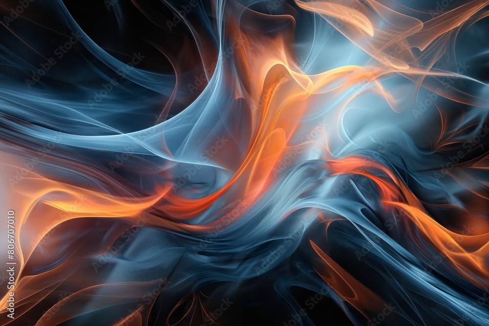 Aufkleber energizing abstract background with dynamic swirls of blue and orange with luminous trails