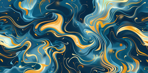 Obraz premium Golden Swirls and Waves Abstract
