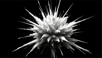 white explosion impact effect on plain black background from Generative AI