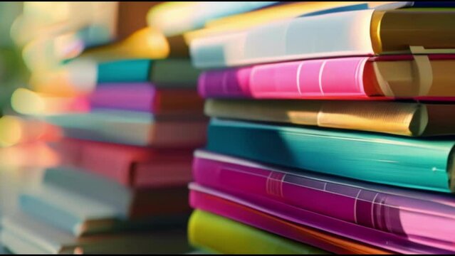 textbooks pile up with slow motion animation