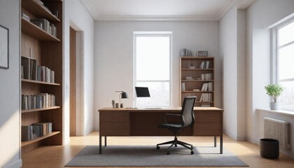 3d model Simplistic minimalistic study room with a (12)