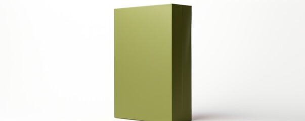 Olive tall product box copy space is isolated against a white background for ad advertising sale alert or news blank copyspace for design text photo website 