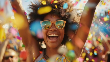 Joyful Woman at Festive Celebration.