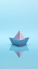 A simple paper boat floats on the water