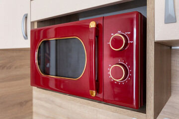 Modern red microwave oven